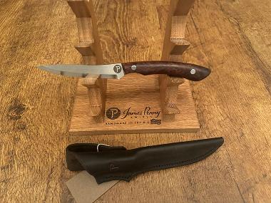 wooden handle drop point hunting knife