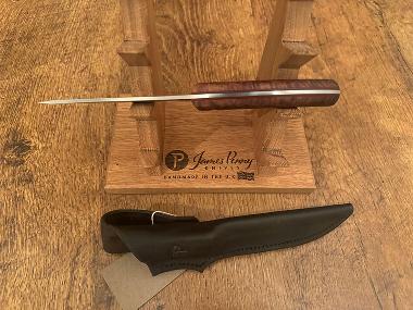 wooden handle drop point hunting knife